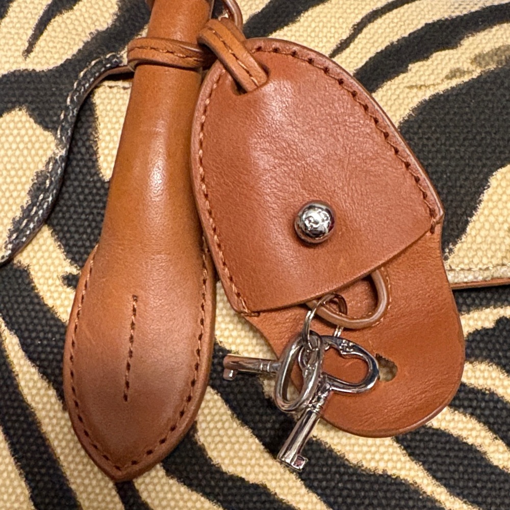 Ralph Lauren Leather-Accent Zebra Print Tote Bag - Black & Cream - Picture 9 of 11